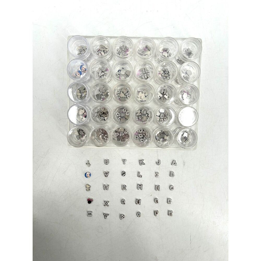 Lot Of Floating Charms Disney Elsa Olaf Minnie Silver Alphabet Art Supplies